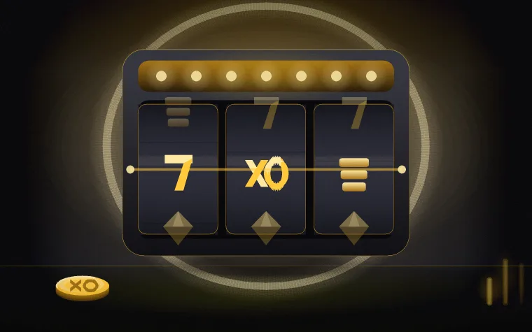 ภาพหมวดเกมของ SLOTXO แสดงตู้สล็อตสามวงล้อในกรอบทองใต้แถบไฟนีออนบนพื้นดำ